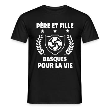 père et fille basque papa fête des pères - T-shirt homme - noir - Devant - AI Model Male 178 light (178cm)