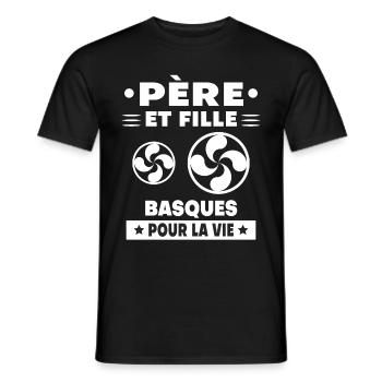 père et fille papa basque père - T-shirt homme - noir - Devant - AI Model Male 178 light (178cm)