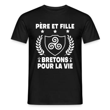 père et fille bretagne papa breton triskel - T-shirt homme - noir - Devant - AI Model Male 178 light (178cm)