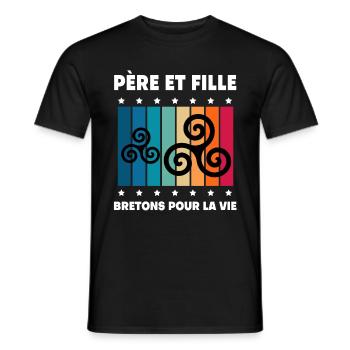 père et fille papa breton vintage bretagne - T-shirt homme - noir - Devant - AI Model Male 178 light (178cm)