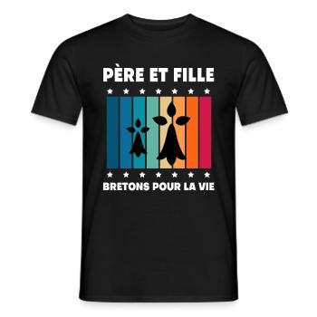 père et fille papa bretagne vintage breton - T-shirt homme - noir - Devant - AI Model Male 178 light (178cm)