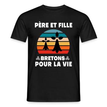 père et fille vintage bretagne papa breton - T-shirt homme - noir - Devant - AI Model Male 178 light (178cm)