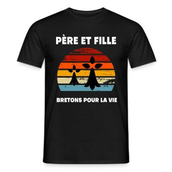 père et fille vintage papa bretagne breton - T-shirt homme - noir - Devant - AI Model Male 178 light (178cm)