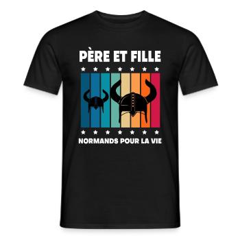 père et fille vintage papa normand viking - T-shirt homme - noir - Devant - AI Model Male 178 light (178cm)