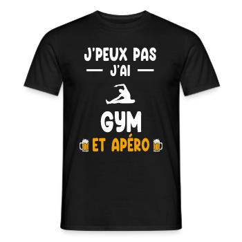 gymnaste je peux pas j'ai gym apéro - T-shirt homme - noir - Devant - AI Model Male 178 light (178cm)