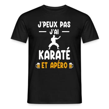 karatéka je peux pas j'ai karaté apéro - T-shirt homme - noir - Devant - AI Model Male 178 light (178cm)