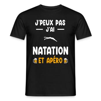 nageur je peux pas j'ai natation apéro - T-shirt homme - noir - Devant - AI Model Male 178 light (178cm)
