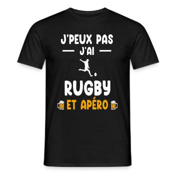 rugby player I can't I have rugby aperitif - Men's T-Shirt - black - Front - AI Model Male 178 light (178cm)