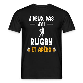 rugbyman I can't I have rugby man aperitif - Men's T-Shirt - black - Front - AI Model Male 178 light (178cm)