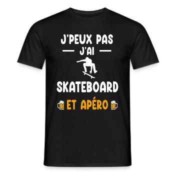 skateboardeur je peux pas j'ai skateboard apéro - T-shirt homme - noir - Devant - AI Model Male 178 light (178cm)
