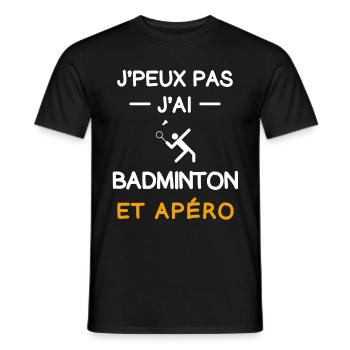 je peux pas j'ai badminton apéro badiste - T-shirt homme - noir - Devant - AI Model Male 178 light (178cm)