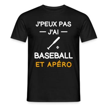 je peux pas j'ai baseball apéro baseballeur - T-shirt homme - noir - Devant - AI Model Male 178 light (178cm)
