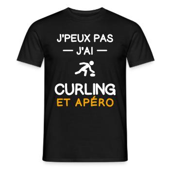 I can't I curling aperitif curler - Men's T-Shirt - black - Front - AI Model Male 178 light (178cm)