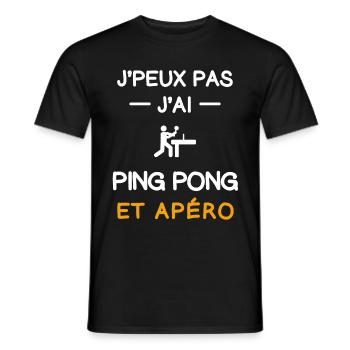 Ich kann nicht, ich kann Tischtennis, Aperitif, Tischtennis - Männer T-Shirt - Schwarz - Vorne - AI Model Male 178 light (178cm)