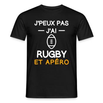 I can't I have rugby ball aperitif rugbyman - Men's T-Shirt - black - Front - AI Model Male 178 light (178cm)