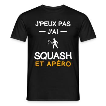 je peux pas j'ai squash apéro badiste - T-shirt homme - noir - Devant - AI Model Male 178 light (178cm)