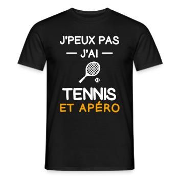 I can't I have tennis racquet aperitif tennisman - Men's T-Shirt - black - Front - AI Model Male 178 light (178cm)