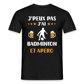 je peux pas j'ai badminton apéro humour cadeau - T-shirt homme - noir - Devant - AI Model Male 178 light (178cm)