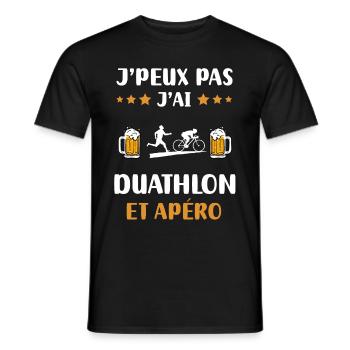 Ich kann nicht Ich habe Duathlon Aperitif Humor Geschenk - Männer T-Shirt - Schwarz - Vorne - AI Model Male 178 light (178cm)