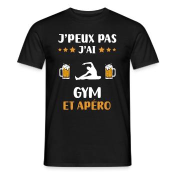 je peux pas j'ai gym apéro humour cadeau - T-shirt homme - noir - Devant - AI Model Male 178 light (178cm)