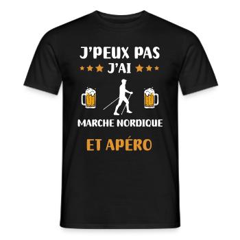 je peux pas j'ai marche nordique apéro humour - T-shirt homme - noir - Devant - AI Model Male 178 light (178cm)
