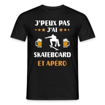 je peux pas j'ai skateboard apéro humour cadeau - T-shirt homme - noir - Devant - AI Model Male 178 light (178cm)