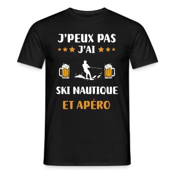 I can't I water ski aperitif humor gift - Men's T-Shirt - black - Front - AI Model Male 178 light (178cm)