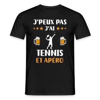 I can't I have tennis man aperitif humor gift - Men's T-Shirt - black - Front - AI Model Male 178 light (178cm)