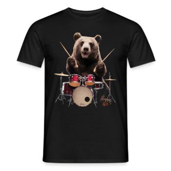 Bär Schlagzeug - Männer T-Shirt - Schwarz - Vorne - AI Model Male 178 light (178cm)