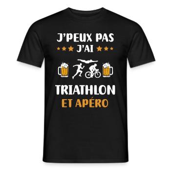 I can't I have triathlon aperitif humor gift - Men's T-Shirt - black - Front - AI Model Male 178 light (178cm)