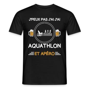 I can't I aquathlon aqueathlete aperitif - Men's T-Shirt - black - Front - AI Model Male 178 light (178cm)