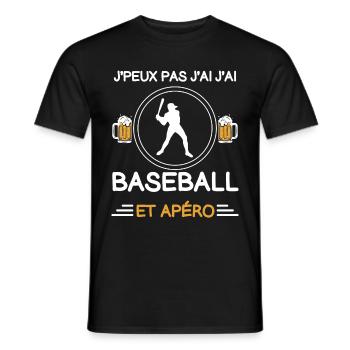 je peux pas j'ai baseball apéro baseballeur - T-shirt homme - noir - Devant - AI Model Male 178 light (178cm)