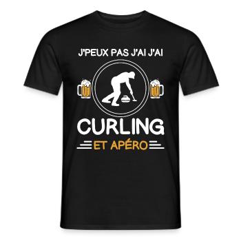 I can't I curling aperitif curler - Men's T-Shirt - black - Front - AI Model Male 178 light (178cm)