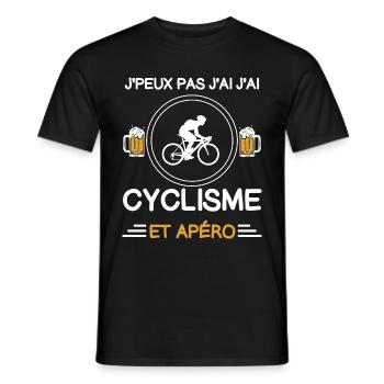 I can't I have cycling aperitif cyclist - Men's T-Shirt - black - Front - AI Model Male 178 light (178cm)