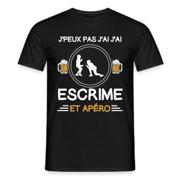 Ich kann nicht Ich habe Fechten Aperitif Fechter - Männer T-Shirt - Schwarz - Vorne - AI Model Male 178 light (178cm)