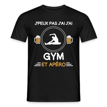 je peux pas j'ai gym apéro gymnaste - T-shirt homme - noir - Devant - AI Model Male 178 light (178cm)
