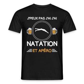 je peux pas j'ai natation apéro nageur - T-shirt homme - noir - Devant - AI Model Male 178 light (178cm)