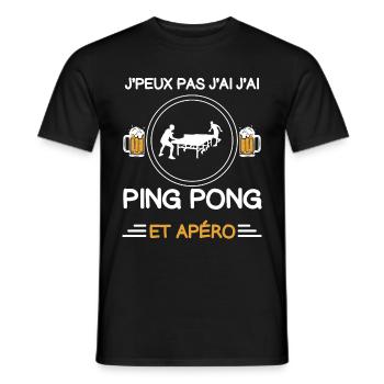 Ich kann nicht, ich kann Tischtennis, Aperitif, Tischtennis - Männer T-Shirt - Schwarz - Vorne - AI Model Male 178 light (178cm)