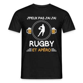 I can't I have rugby man aperitif rugbyman - Men's T-Shirt - black - Front - AI Model Male 178 light (178cm)