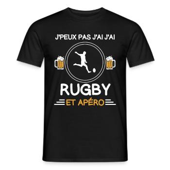 I can't I have rugby aperitif rugby player - Men's T-Shirt - black - Front - AI Model Male 178 light (178cm)