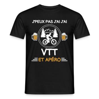 je peux pas j'ai VTT apéro cycliste - T-shirt homme - noir - Devant - AI Model Male 178 light (178cm)