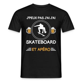 je peux pas j'ai skateboard apéro skateboardeur - T-shirt homme - noir - Devant - AI Model Male 178 light (178cm)