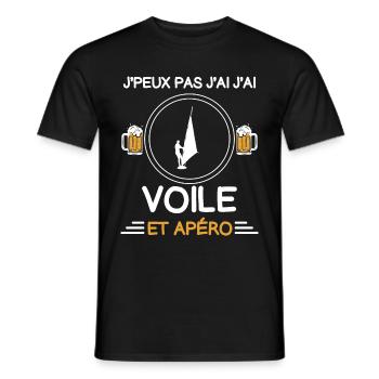 je peux pas j'ai voile apéro planchiste - T-shirt homme - noir - Devant - AI Model Male 178 light (178cm)