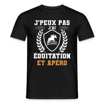 I can't I have horseback riding and humorous aperitif - Men's T-Shirt - black - Front - AI Model Male 178 light (178cm)