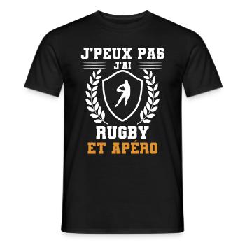 I can't I have rugby man and aperitif humor - Männer T-Shirt - Schwarz - Vorne - AI Model Male 178 light (178cm)