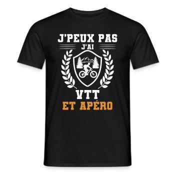 I can't I have mountainbiking und humorvoller Apéro - Männer T-Shirt - Schwarz - Vorne - AI Model Male 178 light (178cm)