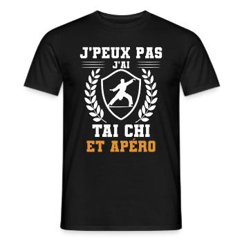 je peux pas j'ai tai chi et apéro humour - T-shirt homme - noir - Devant - AI Model Male 178 light (178cm)