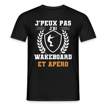 I can't I have wakeboard and humorous aperitif - Männer T-Shirt - Schwarz - Vorne - AI Model Male 178 light (178cm)