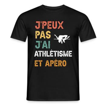 je peux pas j'ai saut en hauteur et apéro vintage - T-shirt homme - noir - Devant - AI Model Male 178 light (178cm)
