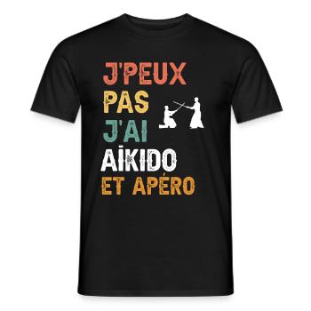 I can't I have aikido and vintage aperitif - Men's T-Shirt - black - Front - AI Model Male 178 light (178cm)